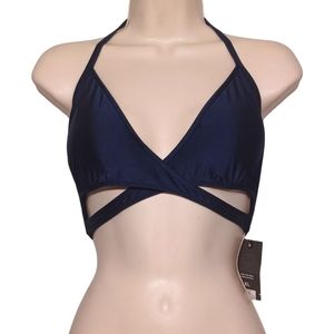 MOSSIMO Navy Blue Criss Cross Wrap Halter Neck Bikini Top X-Large NWT